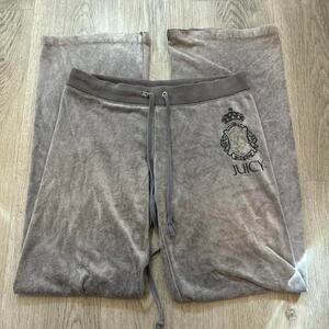Vintage juicy couture grey bedazzled low rise flare tracksuit pants